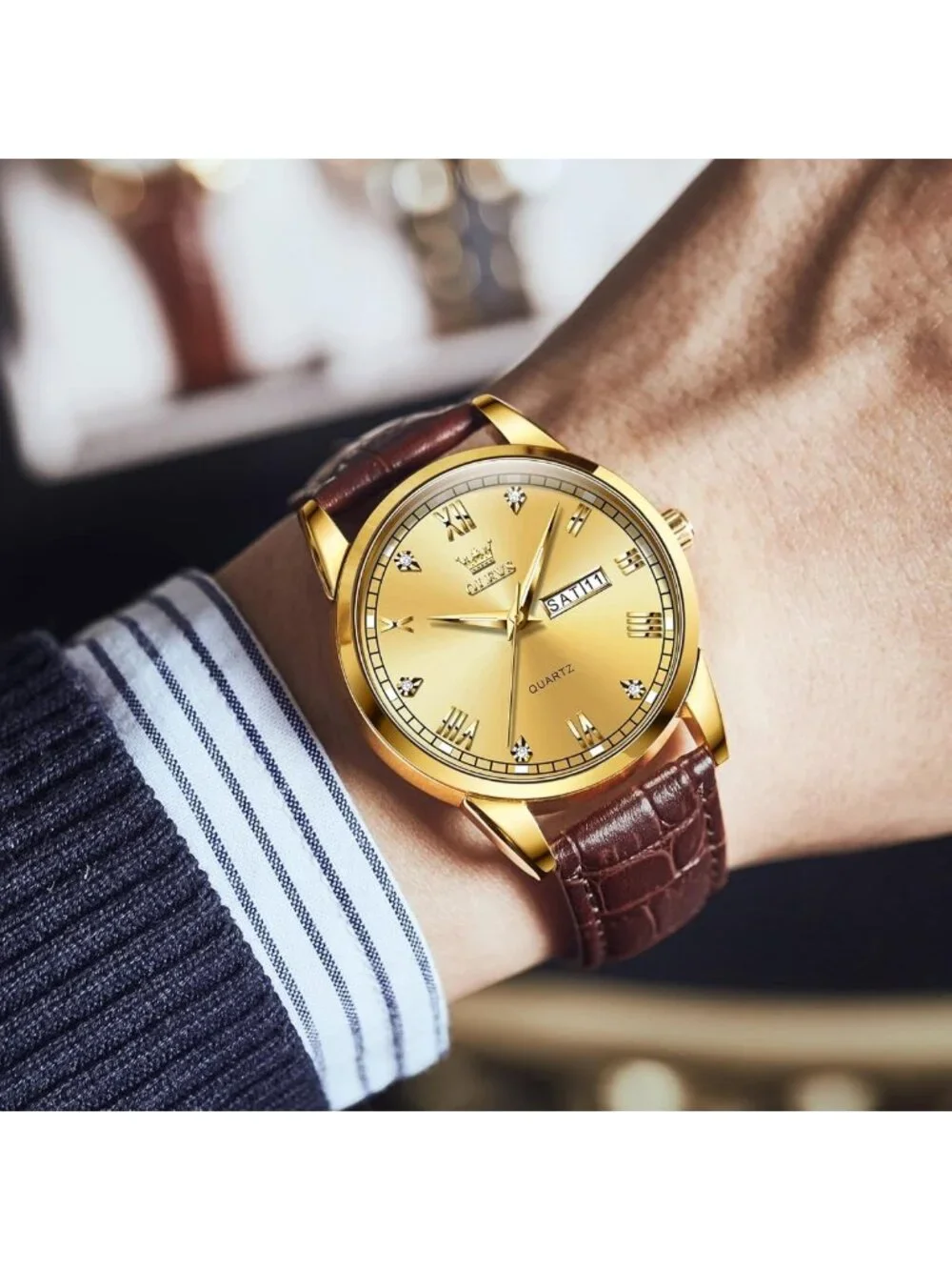 Stylish Men's Analog Quartz Watch with Day & Date, Luminous Hands, 3 Dial Colors
